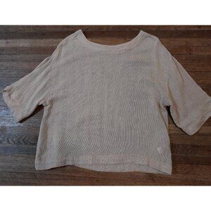 Paradise Shores Top Linen Blend  Beachy Vacation Open Weave Size Medium